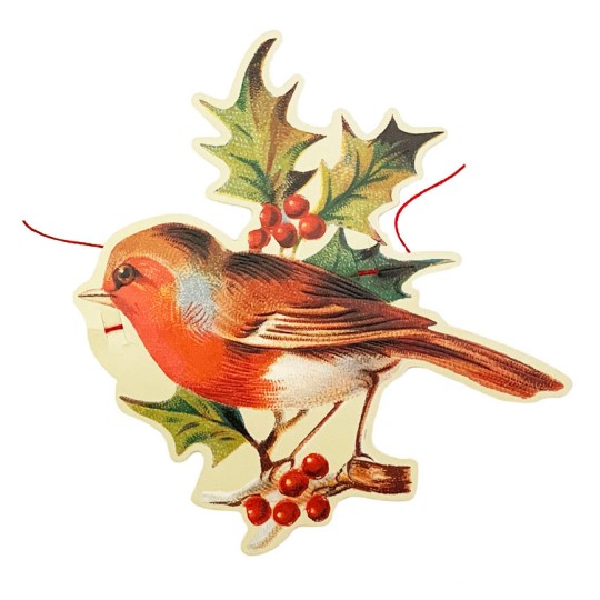 Large Christmas Robin Bird Paper Scrap Garland ~ England
